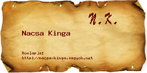 Nacsa Kinga névjegykártya